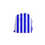 Vertical Stripes - White and Blue Drawstring Pouch (XS)
