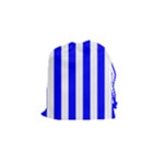 Vertical Stripes - White and Blue Drawstring Pouch (S)