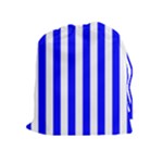 Vertical Stripes - White and Blue Drawstring Pouch (XL)