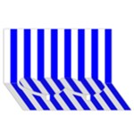 Vertical Stripes - White and Blue Twin Heart Bottom 3D Greeting Card (8x4)