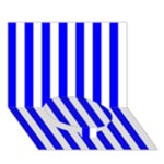 Vertical Stripes - White and Blue Circle Bottom 3D Greeting Card (7x5)