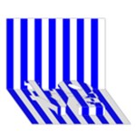 Vertical Stripes - White and Blue LOVE Bottom 3D Greeting Card (7x5)