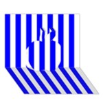 Vertical Stripes - White and Blue Apple 3D Greeting Card (7x5)