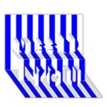 Vertical Stripes - White and Blue Miss You 3D Greeting Card (7x5)