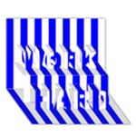 Vertical Stripes - White and Blue WORK HARD 3D Greeting Card (7x5)