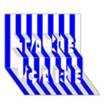 Vertical Stripes - White and Blue TAKE CARE 3D Greeting Card (7x5)