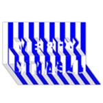 Vertical Stripes - White and Blue Merry Xmas 3D Greeting Card (8x4)