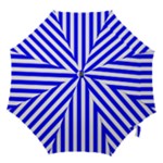 Vertical Stripes - White and Blue Hook Handle Umbrella (Medium)