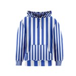 Vertical Stripes - White and Cerulean Blue Kid s Zipper Hoodie