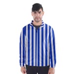 Vertical Stripes - White and Cerulean Blue Wind Breaker (Men)