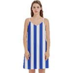 Vertical Stripes - White and Cerulean Blue Women s Reversible Sports Bra with Border
