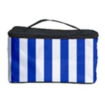 Vertical Stripes - White and Cerulean Blue Cosmetic Storage Case