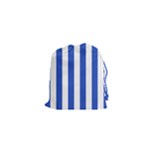 Vertical Stripes - White and Cerulean Blue Drawstring Pouch (XS)