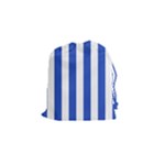 Vertical Stripes - White and Cerulean Blue Drawstring Pouch (S)