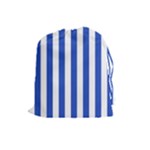 Vertical Stripes - White and Cerulean Blue Drawstring Pouch (L)