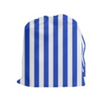 Vertical Stripes - White and Cerulean Blue Drawstring Pouch (XL)