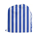 Vertical Stripes - White and Cerulean Blue Drawstring Pouch (XXl)