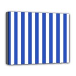 Vertical Stripes - White and Cerulean Blue Deluxe Canvas 20  x 16  (Stretched)