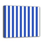 Vertical Stripes - White and Cerulean Blue Deluxe Canvas 24  x 20  (Stretched)