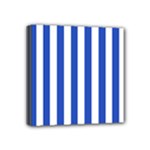 Vertical Stripes - White and Cerulean Blue Mini Canvas 4  x 4  (Stretched)