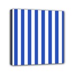 Vertical Stripes - White and Cerulean Blue Mini Canvas 6  x 6  (Stretched)