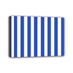 Vertical Stripes - White and Cerulean Blue Mini Canvas 7  x 5  (Stretched)