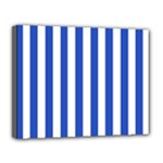 Vertical Stripes - White and Cerulean Blue Canvas 14  x 11  (Stretched)