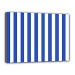 Vertical Stripes - White and Cerulean Blue Canvas 16  x 12  (Stretched)