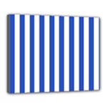 Vertical Stripes - White and Cerulean Blue Canvas 20  x 16  (Stretched)