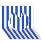 Vertical Stripes - White and Cerulean Blue Heart 3D Greeting Card (7x5)