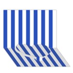 Vertical Stripes - White and Cerulean Blue Heart Bottom 3D Greeting Card (7x5)