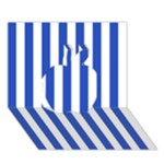 Vertical Stripes - White and Cerulean Blue Apple 3D Greeting Card (7x5)