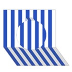 Vertical Stripes - White and Cerulean Blue Circle 3D Greeting Card (7x5)