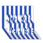 Vertical Stripes - White and Cerulean Blue TAKE CARE 3D Greeting Card (7x5)