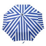 Vertical Stripes - White and Cerulean Blue Folding Umbrella