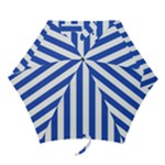 Vertical Stripes - White and Cerulean Blue Mini Umbrella
