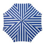 Vertical Stripes - White and Cerulean Blue Golf Umbrella