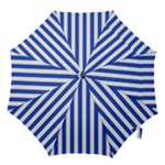 Vertical Stripes - White and Cerulean Blue Hook Handle Umbrella (Small)