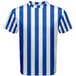 Vertical Stripes - White and Cobalt Blue Men s Cotton Tee