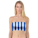 Vertical Stripes - White and Cobalt Blue Bandeau Top