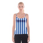 Vertical Stripes - White and Cobalt Blue Spaghetti Strap Top