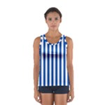 Vertical Stripes - White and Cobalt Blue Women s Sport Tank Top