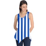 Vertical Stripes - White and Cobalt Blue Sleeveless Tunic