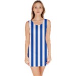 Vertical Stripes - White and Cobalt Blue Bodycon Dress