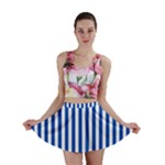 Vertical Stripes - White and Cobalt Blue Mini Skirt