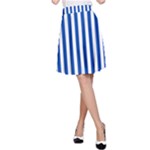 Vertical Stripes - White and Cobalt Blue A-Line Skirt
