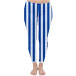 Vertical Stripes - White and Cobalt Blue Winter Leggings