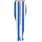 Vertical Stripes - White and Cobalt Blue Women s Tights
