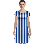 Vertical Stripes - White and Cobalt Blue Cap Sleeve Nightdress