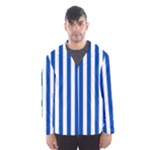 Vertical Stripes - White and Cobalt Blue Hooded Wind Breaker (Men)